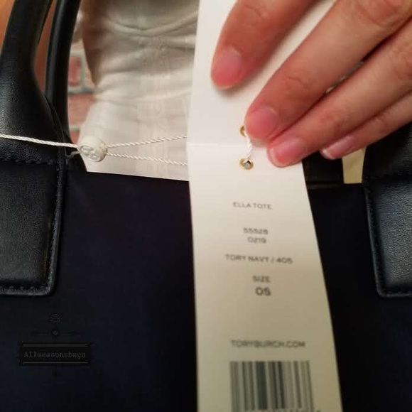 Tory Burch ella nylon tote blue navy shoulder NEW - Picture 5 of 7